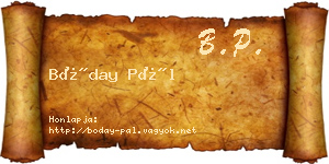 Bóday Pál névjegykártya
